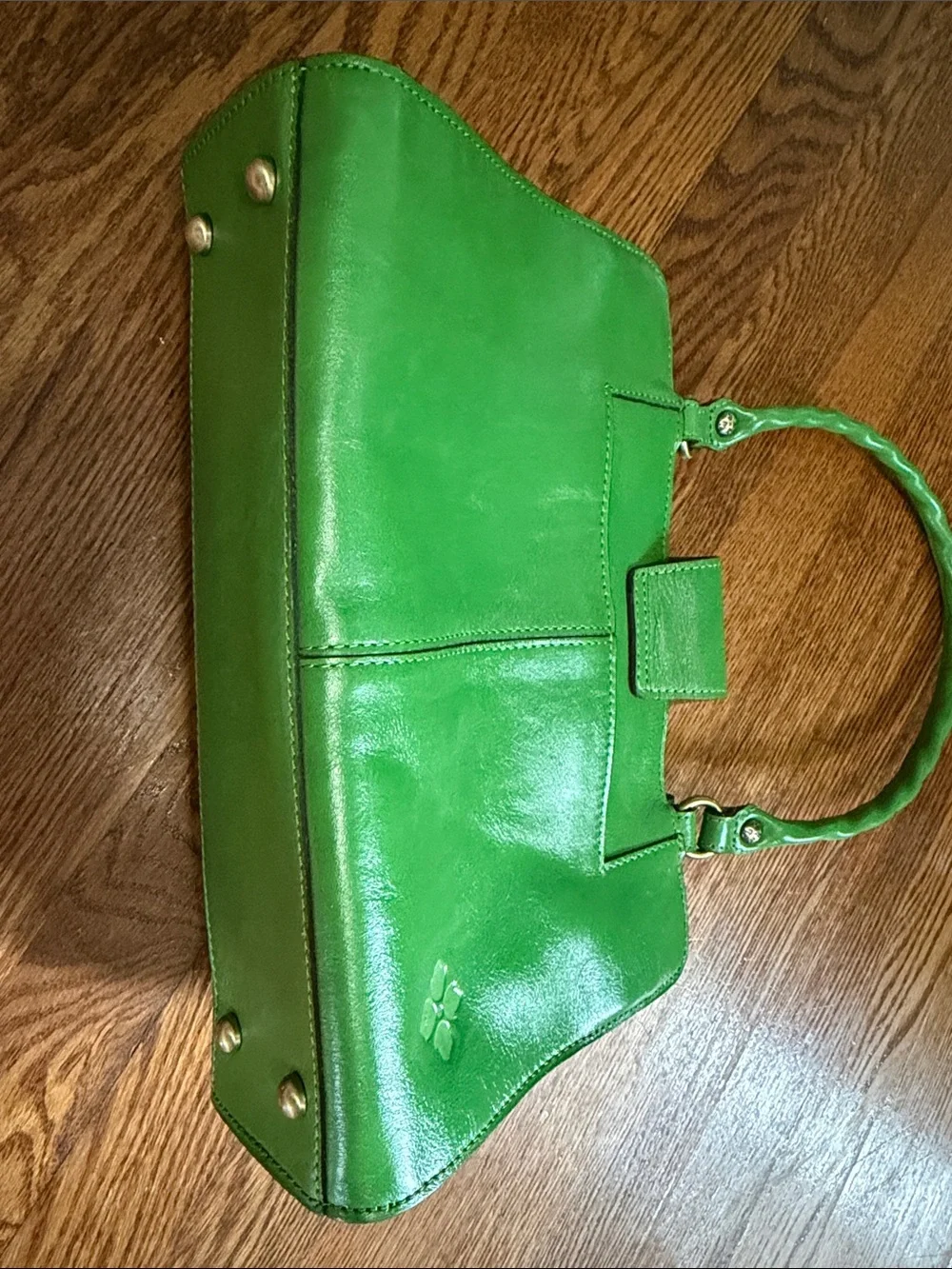 Patricia Nash Green Tooled Floral Leather Satchel